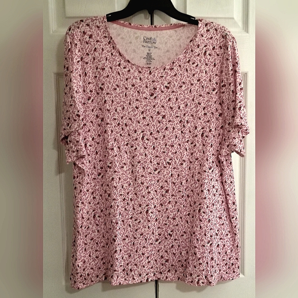 🌴 2/$20 - WOMENS CROFT & BARROW LADYBUG PRINT TEE- SIZE 1X - NEW NO TAGS